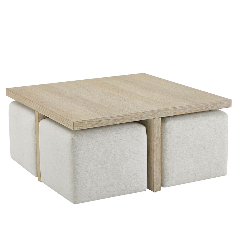 Universal Furniture Oasis Cocktail Table W Ottomans in Dockside Tan