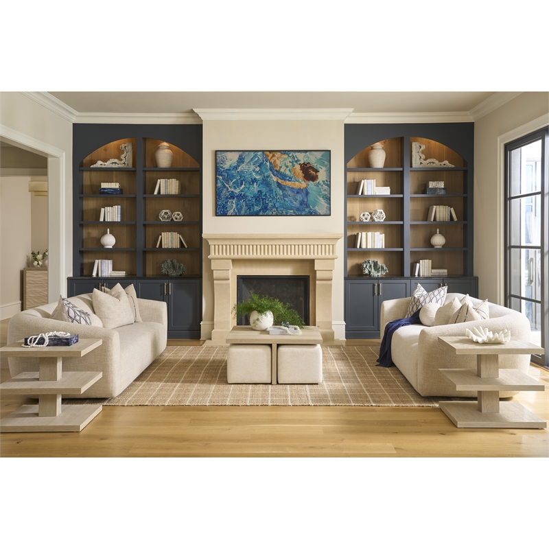 Universal Furniture Oasis Cocktail Table W Ottomans in Dockside Tan