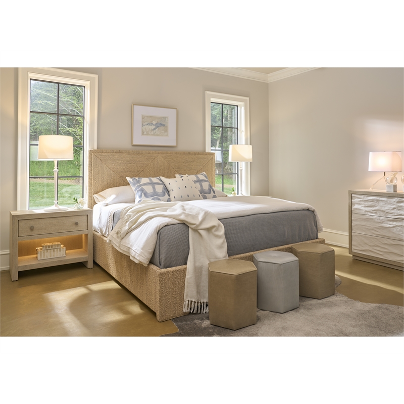 Universal Furniture Oasis Abaca Woven Queen Bed in Natural Oak