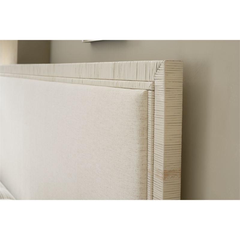 Universal Furniture Oasis Tidal Queen Bed in White Rattan