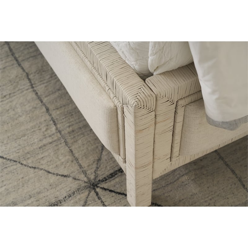 Universal Furniture Oasis Tidal Queen Bed in White Rattan