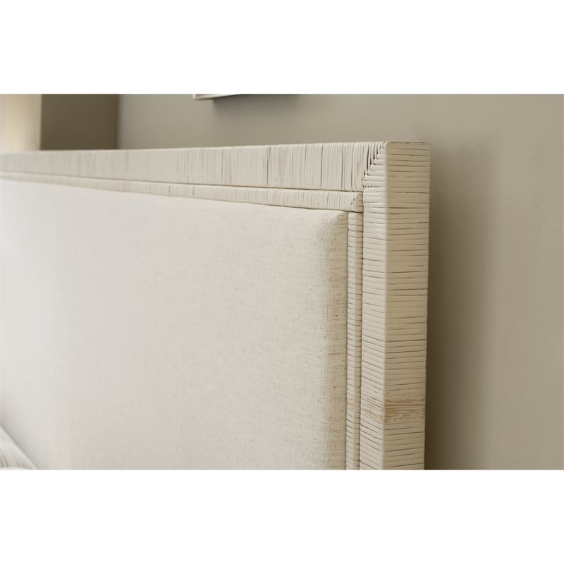 Universal Furniture Oasis Tidal King Bed in White Rattan