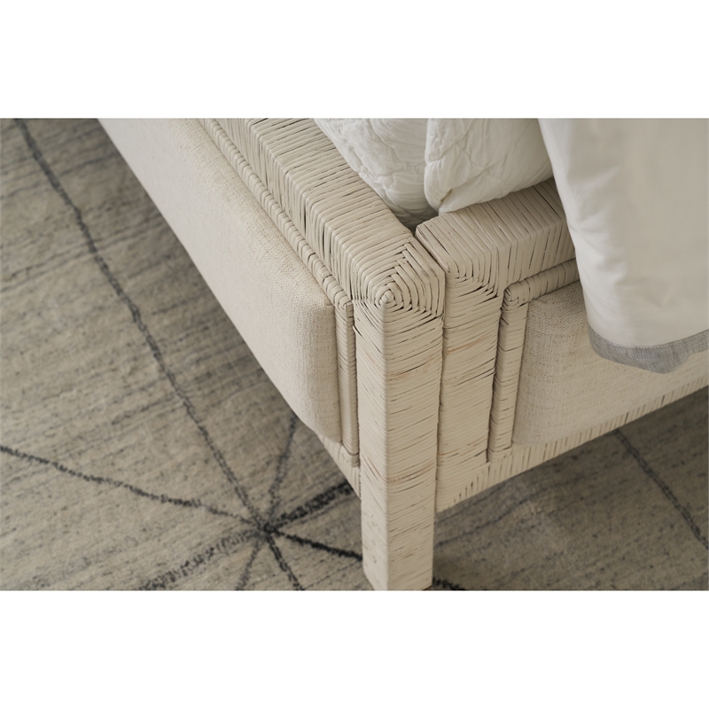 Universal Furniture Oasis Tidal King Bed in White Rattan