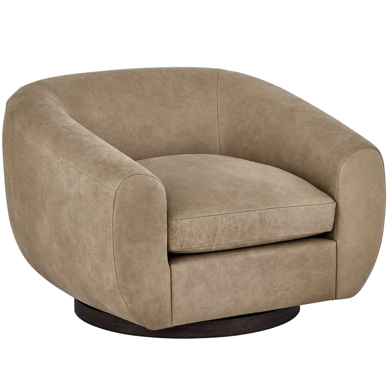 Universal Furniture Fitz Swivel Chair in Brown Leather