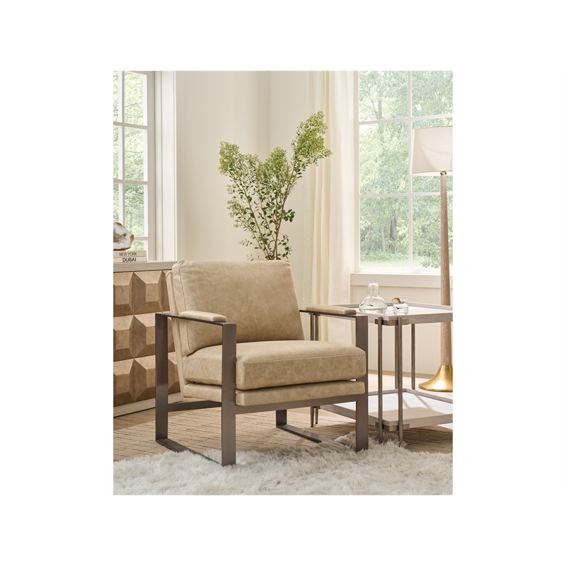 Universal Furniture Corbin Accent Chair in Tan Leather
