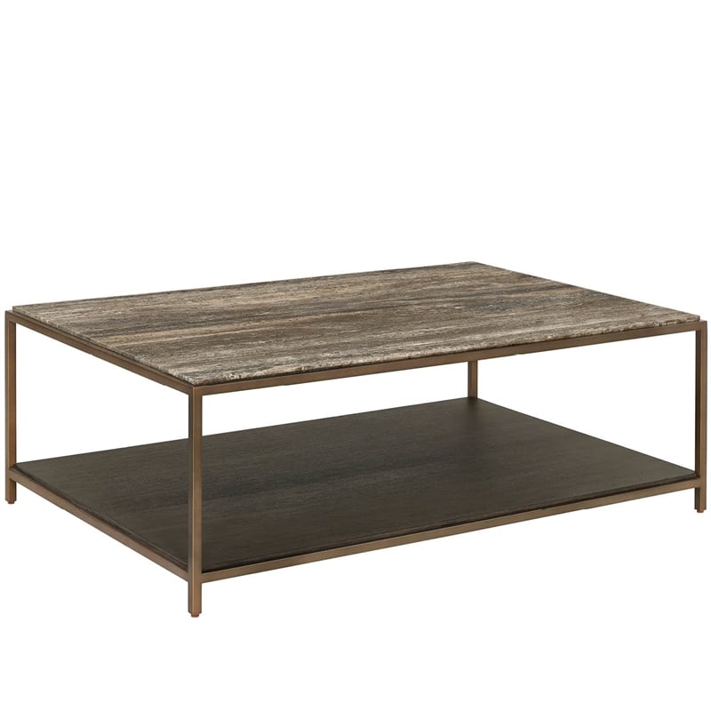 Universal Furniture Montclair Brindle Cocktail Table in Gold/Travertine