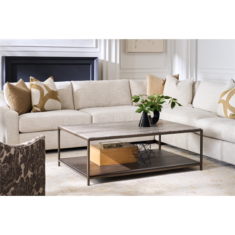 Universal Furniture Montclair Brindle Cocktail Table in Gold/Travertine