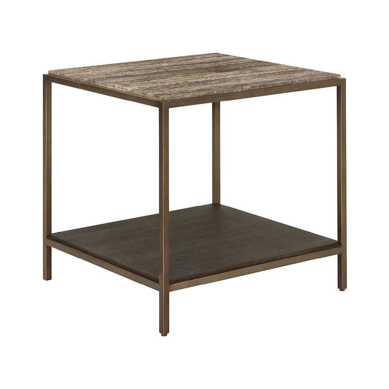 Universal Furniture Montclair Brindle End Table in Smoked Gold and Travertine