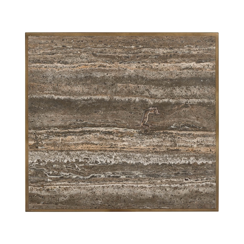 Universal Furniture Montclair Brindle End Table in Smoked Gold and Travertine