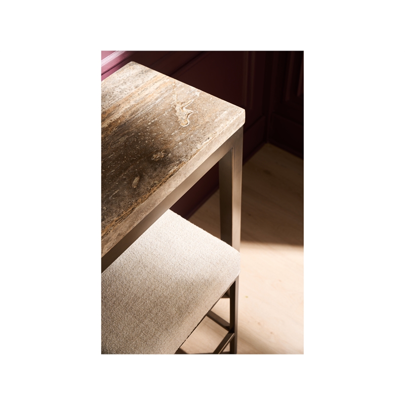 Universal Furniture Montclair Brindle Console W Stools in Gold/Travertine