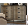 Universal Furniture Curved Wood Front 6 Drawer Dresser in Antiqued Grey Oak