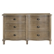 Universal Furniture Curved Wood Front 6 Drawer Dresser in Antiqued Grey Oak
