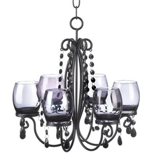 zingz & thingz midnight elegance 6 candle metal chandelier in black