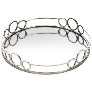 zingz & thingz circles mirrored serving tray in silver