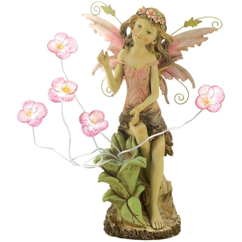 peony fairy solar statue