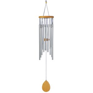 zingz & thingz classic wooden metal waterfall wind chimes in silver