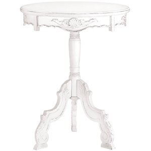 Zingz & Thingz Rococo Wooden Accent End Table in White