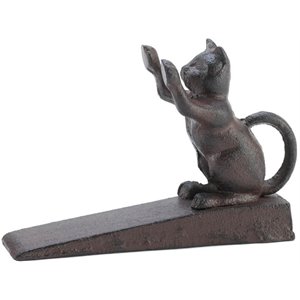 zingz & thingz cast iron cat scratching door stopper in brown and black