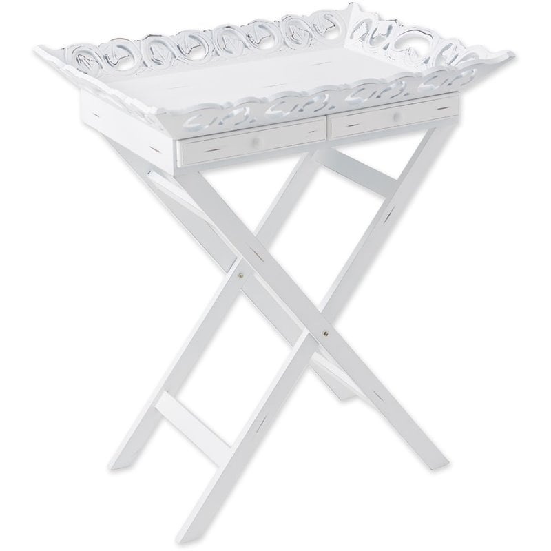 Zingz & Thingz Elegant Wooden Tray Stand in White