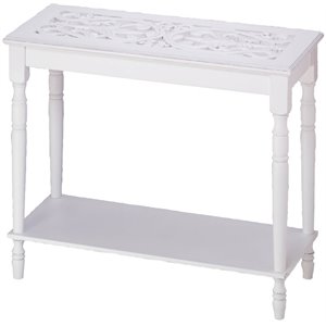 zingz & thingz wooden carved-top console table in white