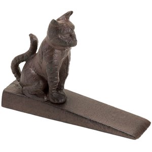 zingz & thingz cast iron cute kitty cat door stopper in brown