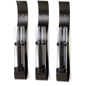 zingz & thingz billow glass wall sconce vases in black (set of 3)