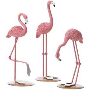 zingz & thingz 3 piece multicolored plastic tabletop flamingo set