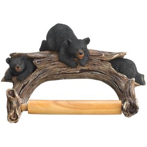 zingz & thingz plastic black bear toilet paper holder in black and brown