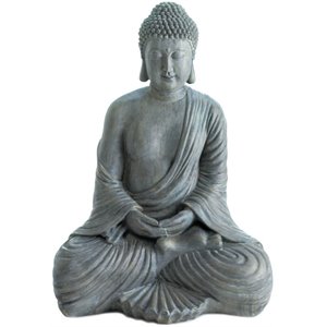 zingz & thingz plastic meditation buddha statue in gray