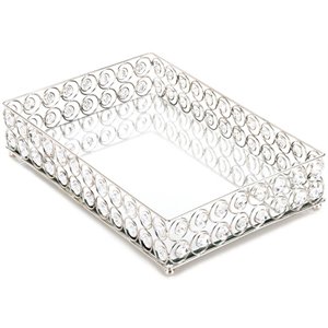 zingz & thingz shimmer jeweled glass serving tray in silver