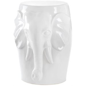zingz & thingz elephant ceramic decorative stool in white