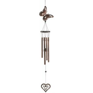 zingz & thingz butterfly and heart metal wind chimes in copper