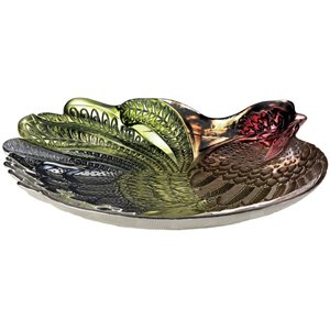 Zingz & Thingz Multicolored Rooster Decorative Glass Plate