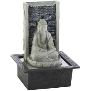 zingz & thingz plastic buddha cascading tabletop fountain in gray