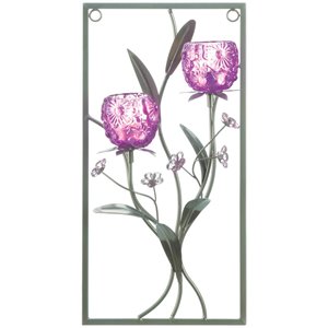 zingz & thingz magenta flower glass wall sconce in purple