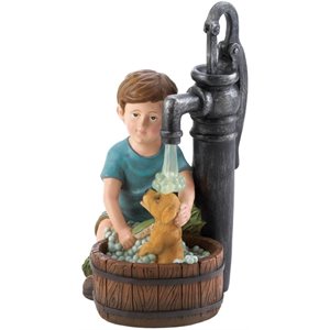 zingz & thingz multicolored plastic boy and dog solar garden statue