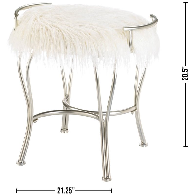 Zingz Thingz Faux Fur Upholstered, Upholstered Vanity Stools And Benches