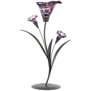 zingz & thingz twilight bloom glass tealight holder in purple and brown