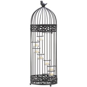 zingz & thingz birdcage staircase glass candle stand in black