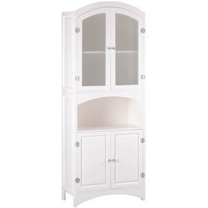 zingz & thingz 2 glass door wooden china cabinet in white