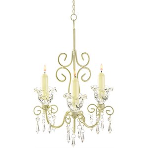 zingz & thingz shabby elegance scrollwork glass candle chandelier in cream