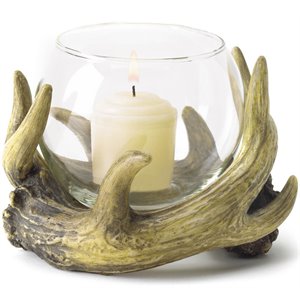 zingz & thingz rustic antler glass candleholder in beige and brown