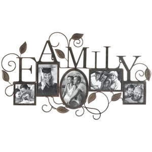 zingz & thingz family 5 photo glass wall frame in brown