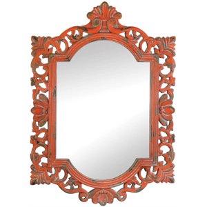 zingz & thingz vintage emily coral decorative mirror in orange