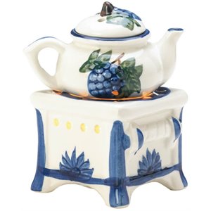 Zingz & Thingz Porcelain Teapot Stovetop Candle Oil Warmer in Cream