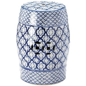 zingz & thingz ceramic decorative stool in blue and white