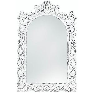 zingz & thingz distressed ornate decorative wall mirror in white