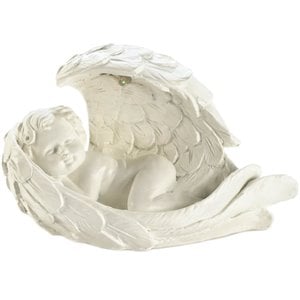 zingz & thingz plastic solar peaceful cherub figurine in ivory