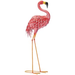zingz & thingz metal bright standing flamingo in pink