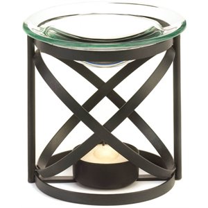 zingz & thingz modern orbital metal and glass candle oil warmer in black
